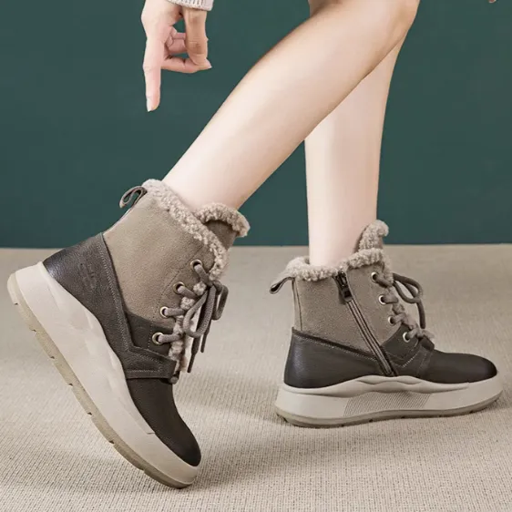 Babakud Women Winter Suede Thick- Soled Martin Boots