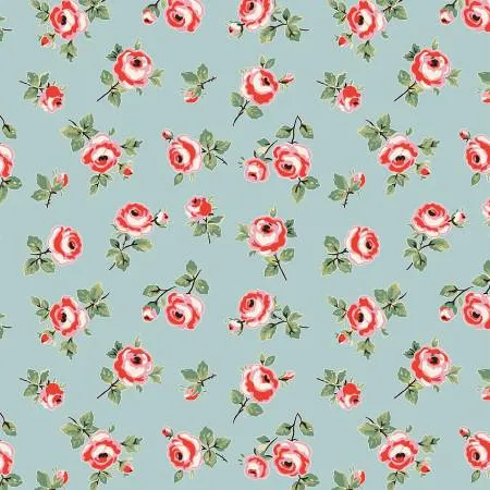 Fabric ROSE PETALS BLUE by Elea Lutz from the My Favorite Things Collection for Poppie Cotton, # FT23714