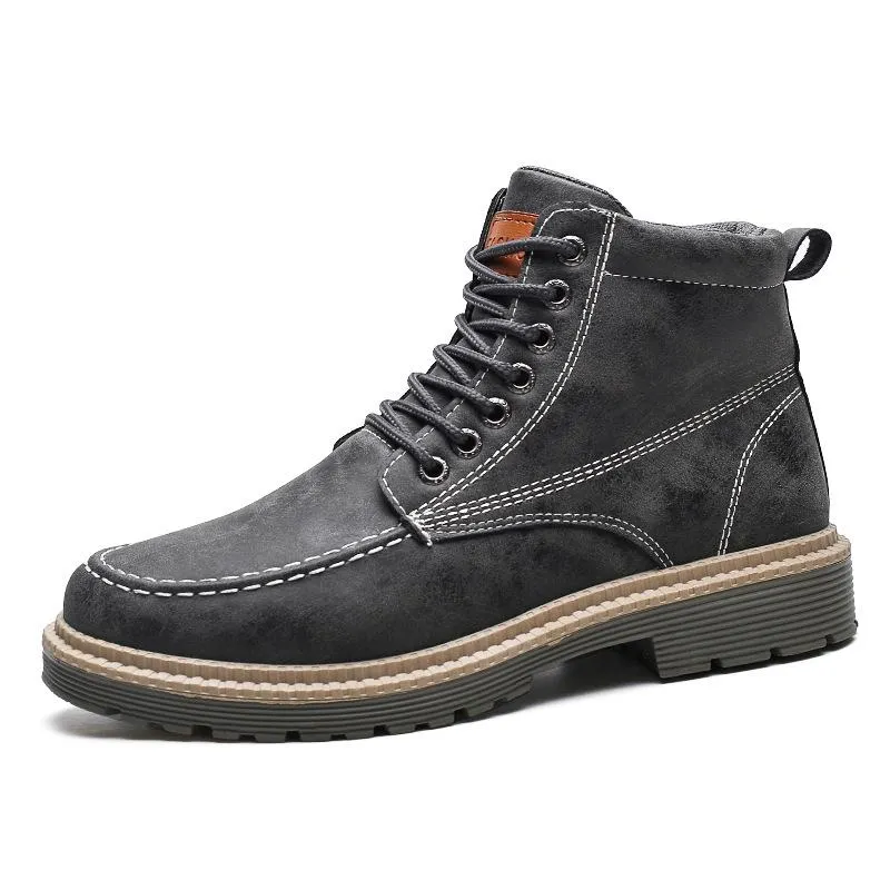 Men's high cut front-lace combat boots | Retro British style martin boots