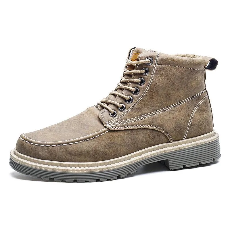 Men's high cut front-lace combat boots | Retro British style martin boots