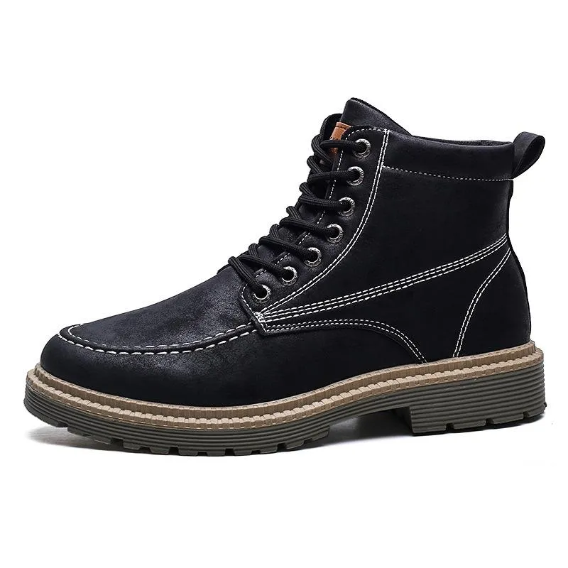Men's high cut front-lace combat boots | Retro British style martin boots