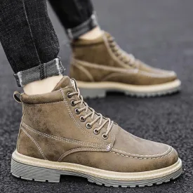 Men's high cut front-lace combat boots | Retro British style martin boots