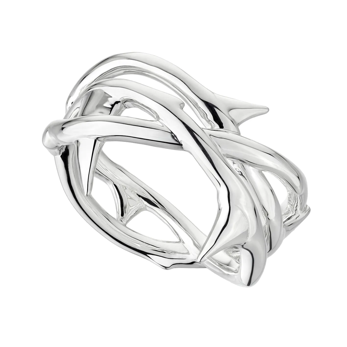 Rose Thorn Triple Band Ring - Silver
