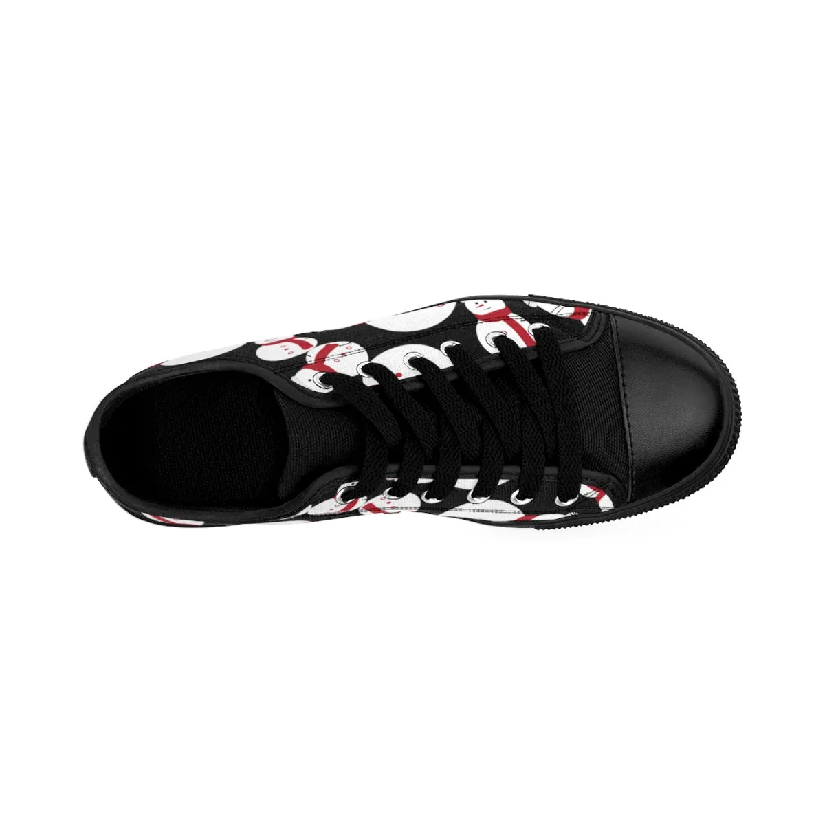 Snowman Men's Low Tops, Black Red White Christmas Print Low Top Sneakers Shoes