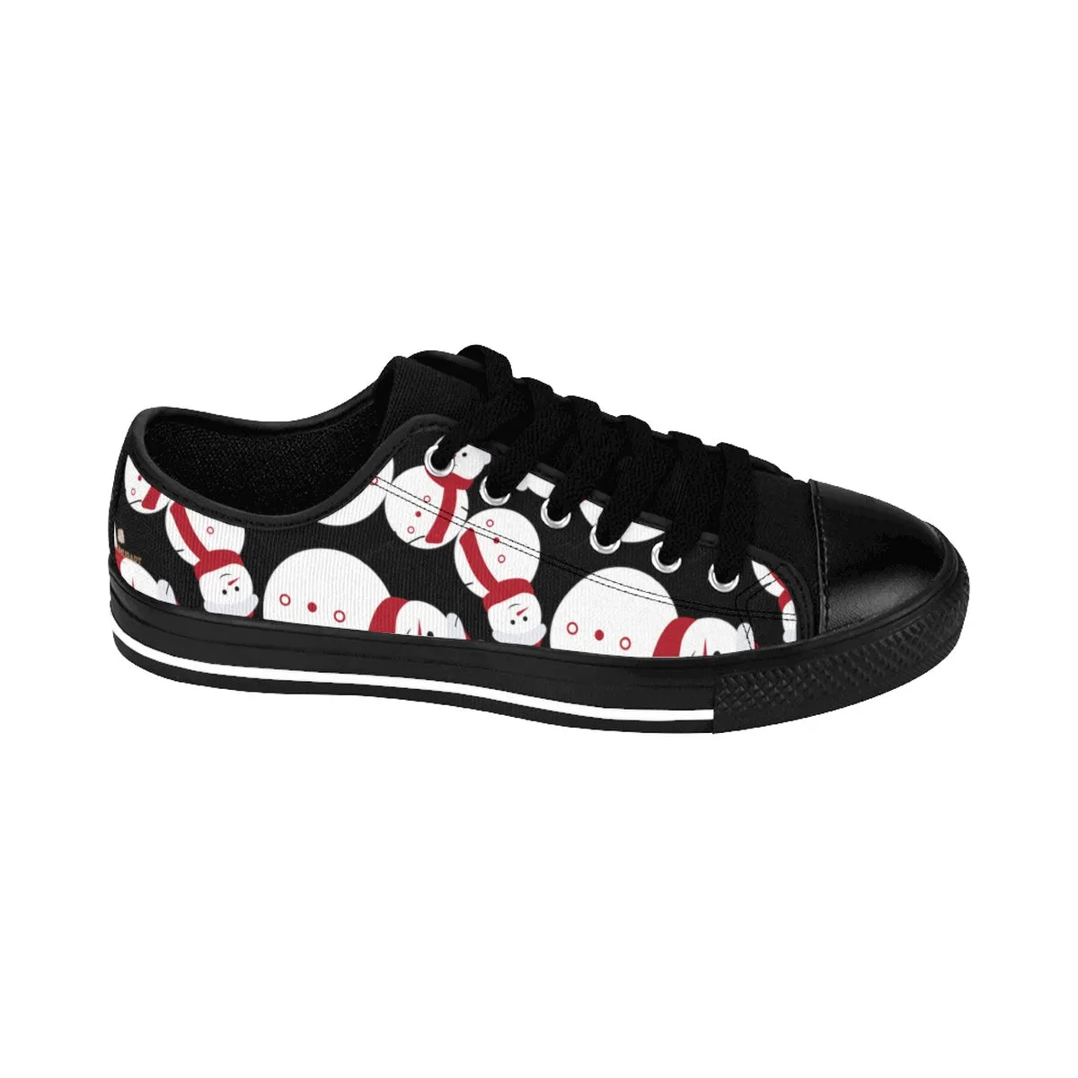 Snowman Men's Low Tops, Black Red White Christmas Print Low Top Sneakers Shoes