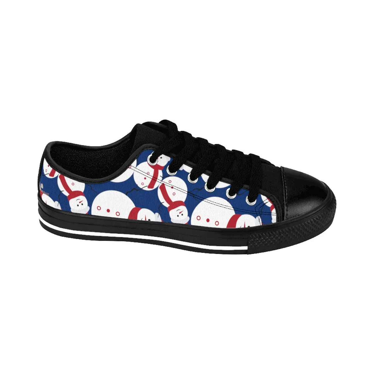 Snowman Men's Sneakers, Navy Blue Red White Christmas Low Top Sneakers (US Size: 6-14)
