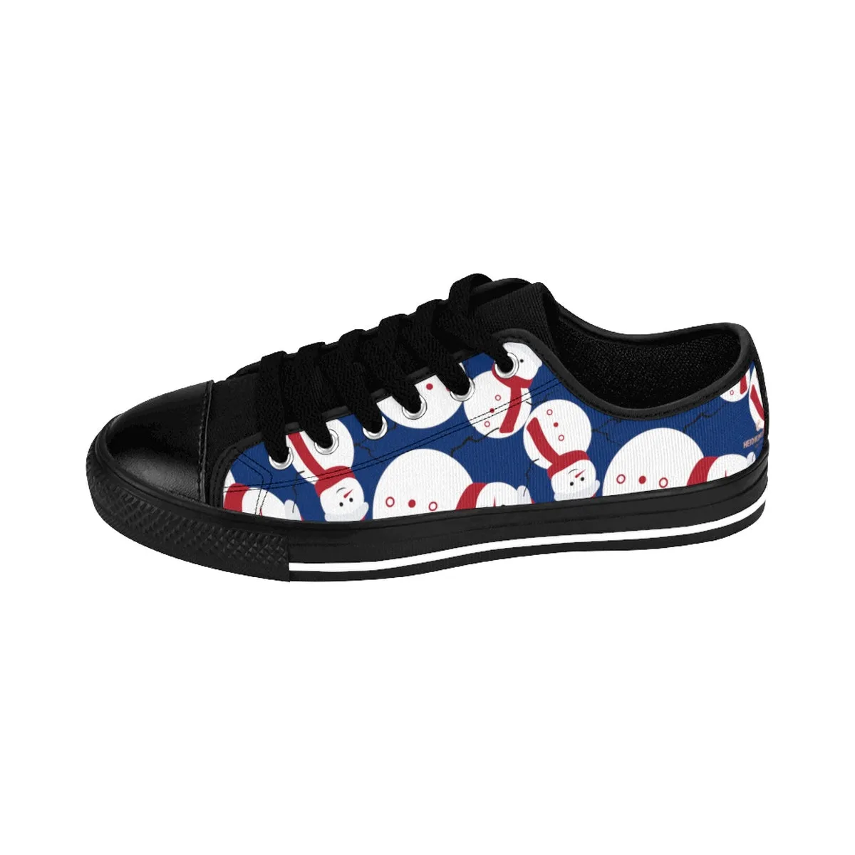 Snowman Men's Sneakers, Navy Blue Red White Christmas Low Top Sneakers (US Size: 6-14)