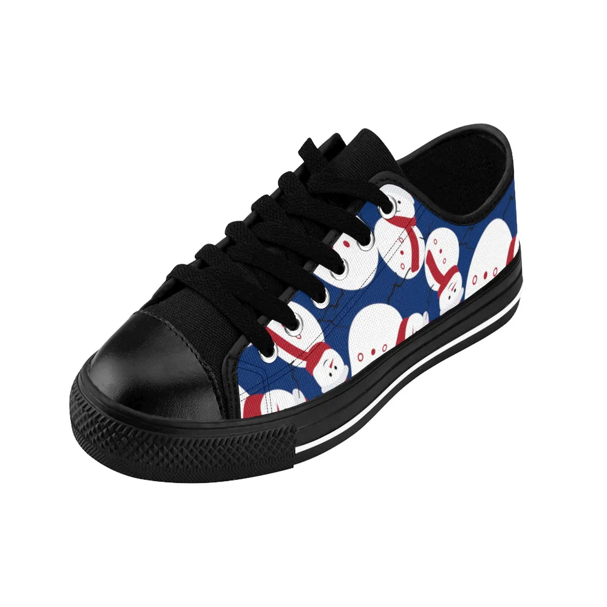 Snowman Men's Sneakers, Navy Blue Red White Christmas Low Top Sneakers (US Size: 6-14)