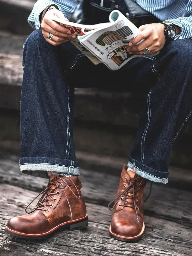Vintage Chic Round Toe Ankle Boots