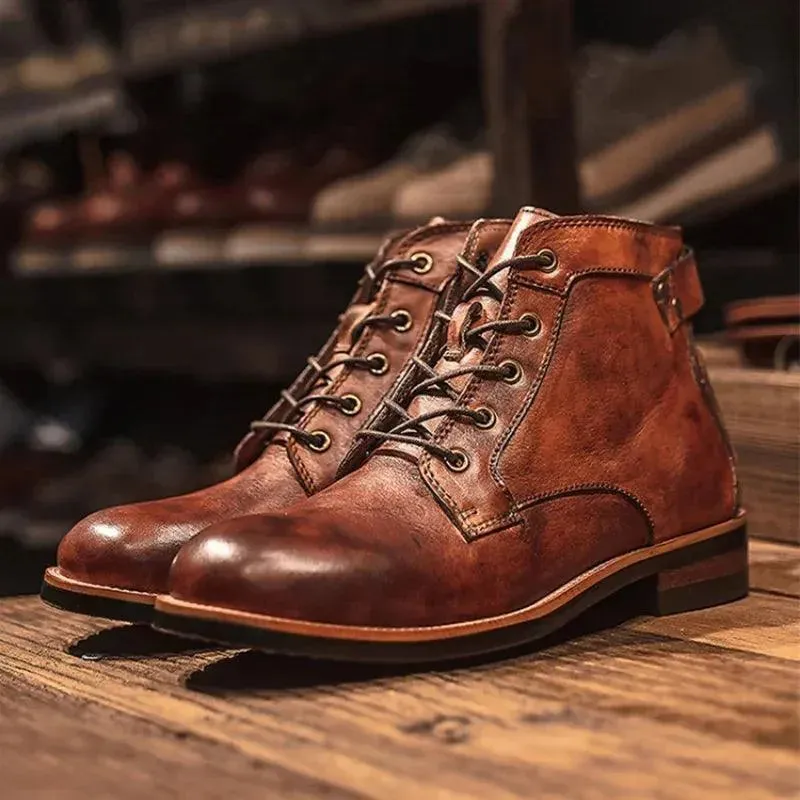 Vintage Chic Round Toe Ankle Boots