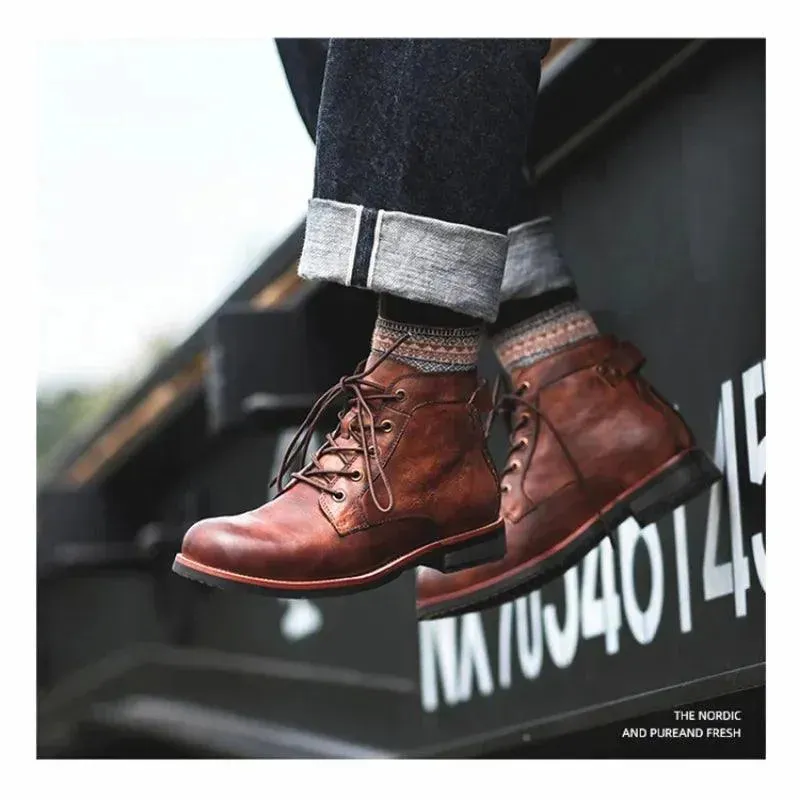 Vintage Chic Round Toe Ankle Boots