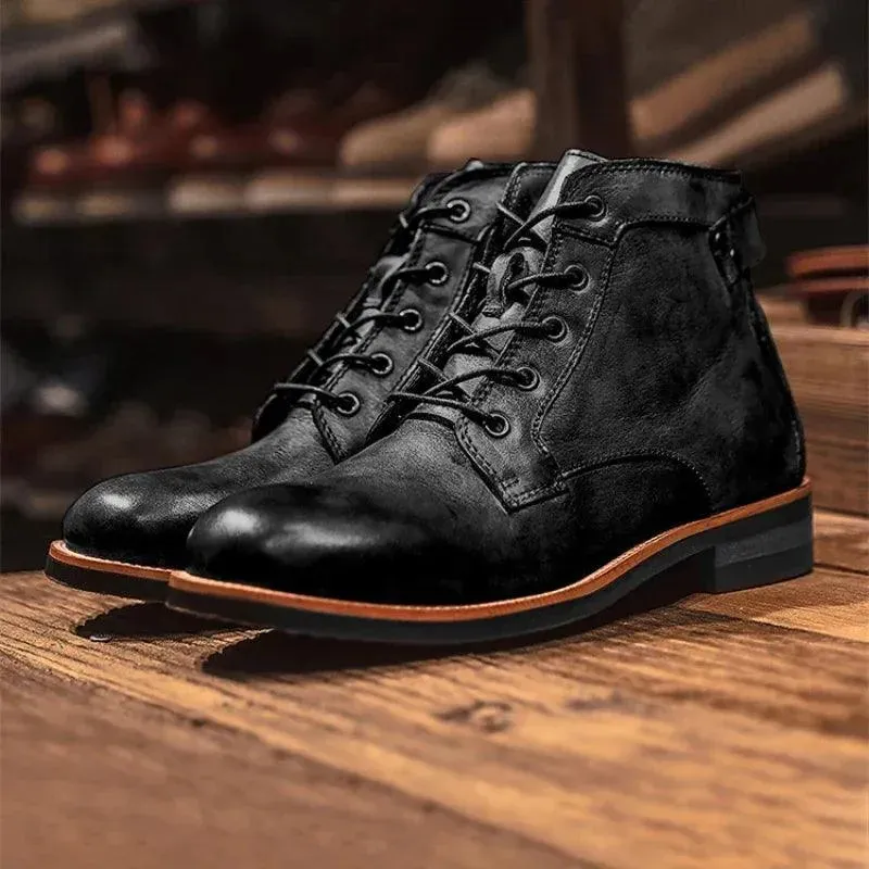 Vintage Chic Round Toe Ankle Boots
