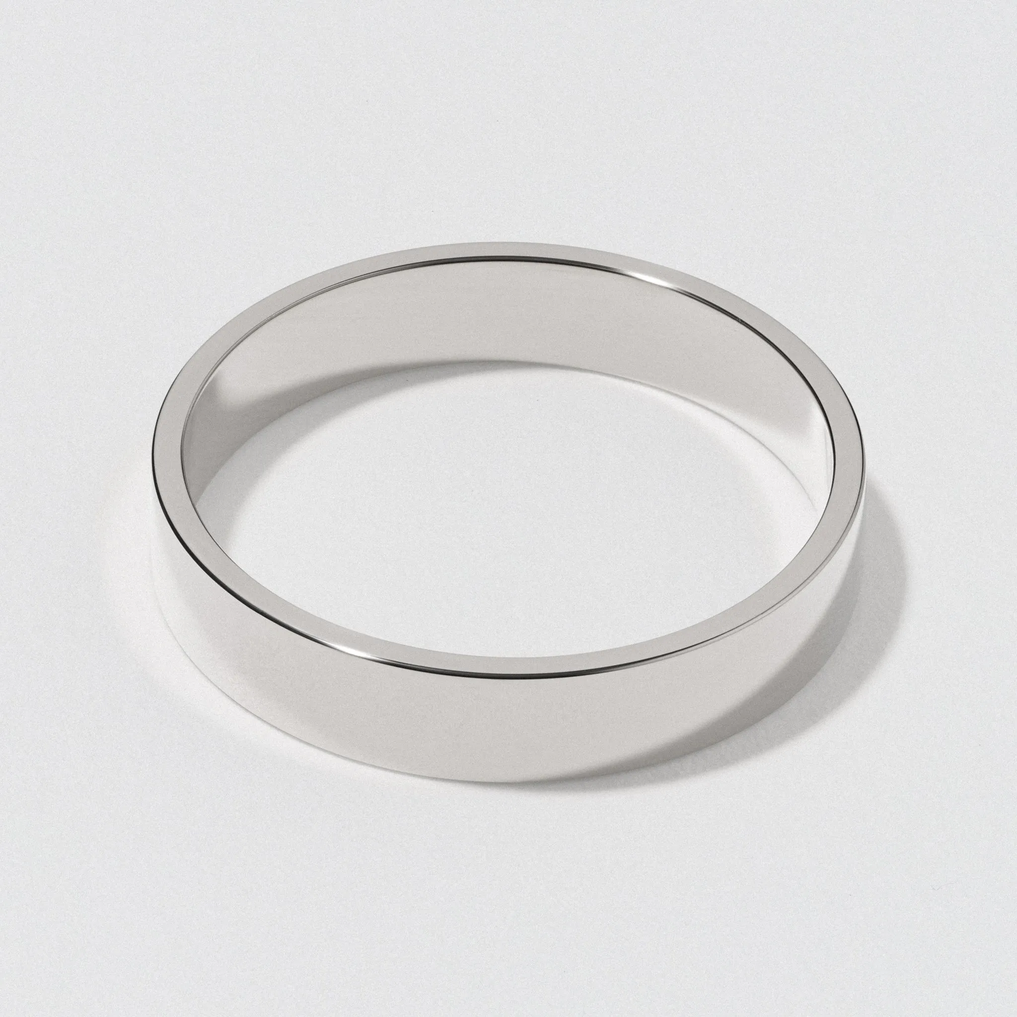 White Gold Flat Wedding Band - Polished 4mm