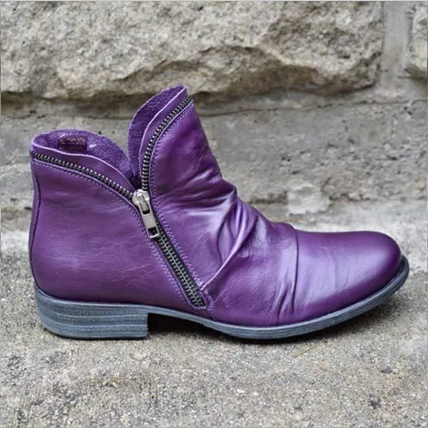 Women's Multi-Color Martin Boots Solid Color Ankle Boots 82059119C